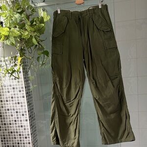 R13 Khaki Wide Leg Cargo Pants